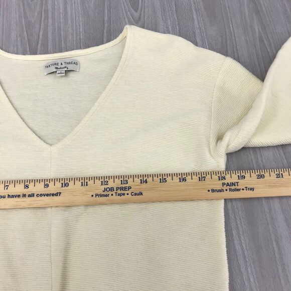 Madewell Texture & Thread Tie Front Blouse Top 3/4 Sleeve Women's Medium Ivory - Picture 7 of 10